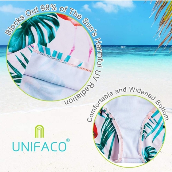 UNIFACO Toddler Girls Swimsuit Rashguard Set Summer Beach Breathable Tankini - Picture 4 of 4